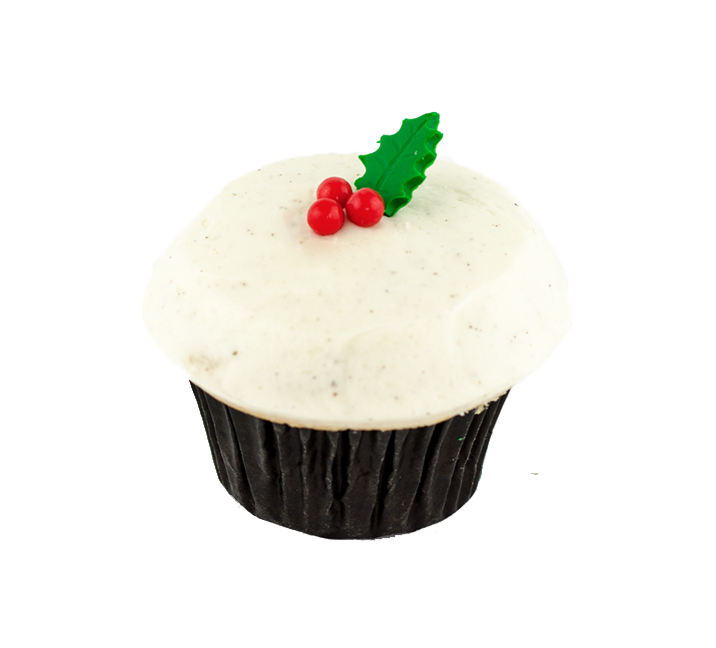 We bake our cupcakes fresh daily. (Shown: Eggnog Cupcake cupcakes.)