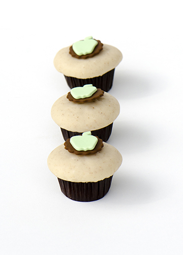 We bake our cupcakes fresh daily. (Shown: Apple cupcakes.)