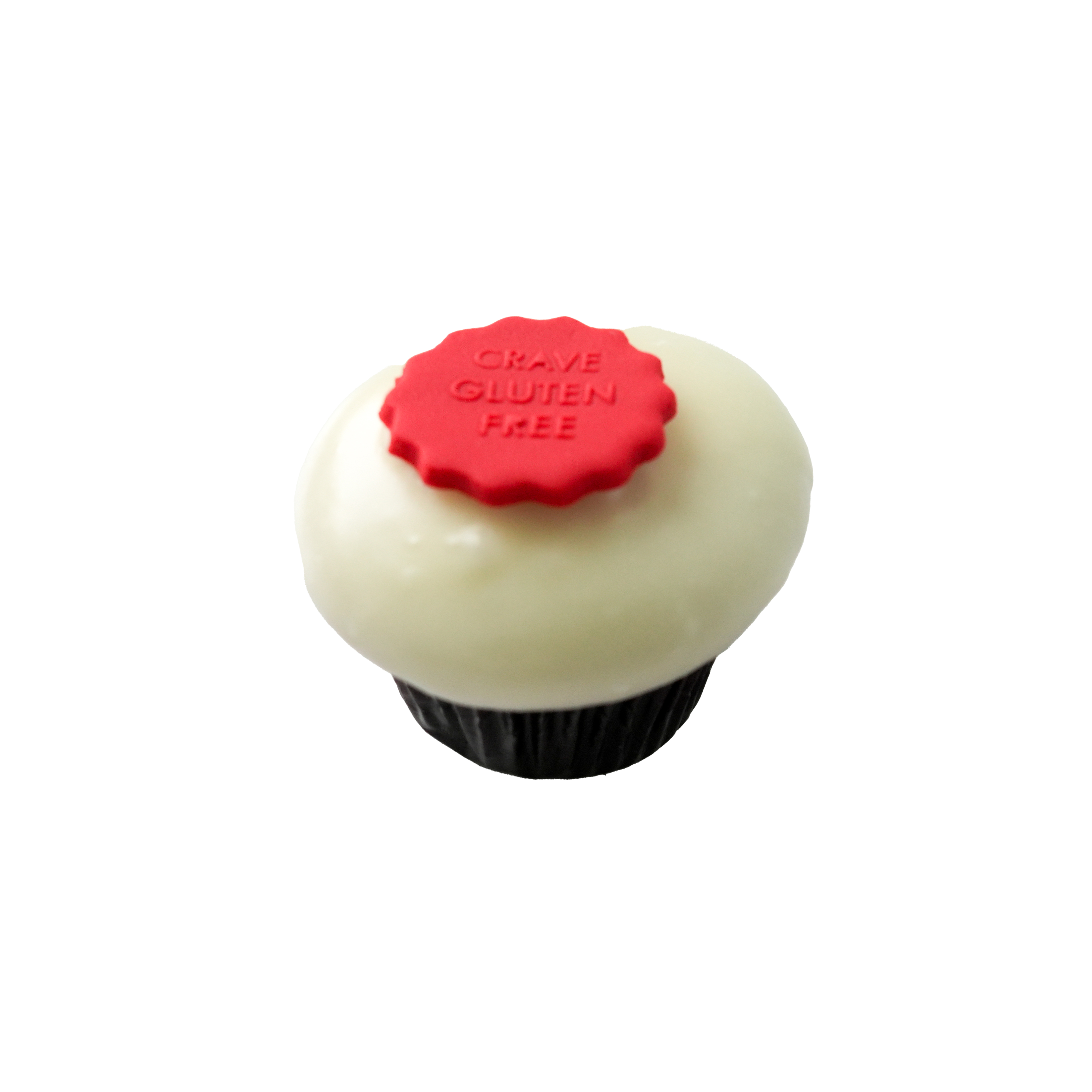 We bake our cupcakes fresh daily. (Shown: Gluten Free Red Velvet cupcakes.)